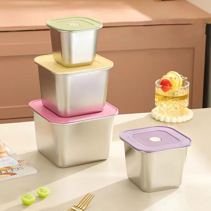 201#不銹鋼保鮮盒套裝加高款