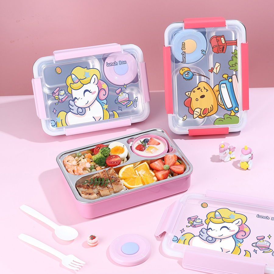 童趣不銹鋼三格飯盒(